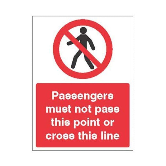13260K Passengers must not pass this point or cross this line sign - Rigid Plastic (400x300mm)