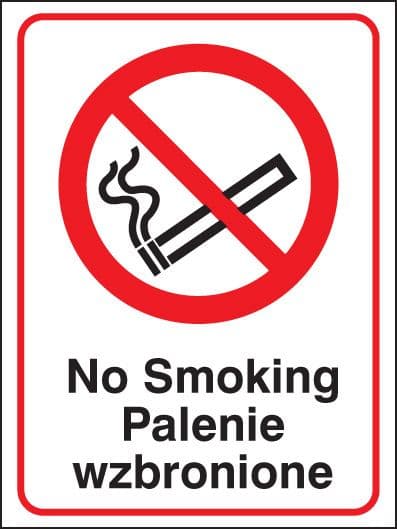 13301E No smoking (English/polish) Rigid Plastic (200x150mm) Safety Sign