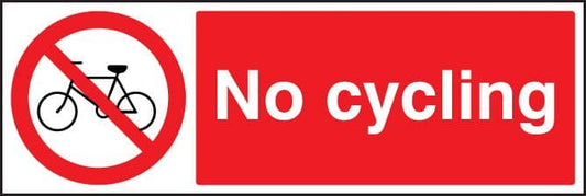 13606G No cycling Rigid Plastic (300x100mm) Safety Sign