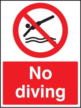 13614E No diving Rigid Plastic (200x150mm) Safety Sign