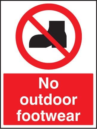 13618E No outdoor footwear Rigid Plastic (200x150mm) Safety Sign