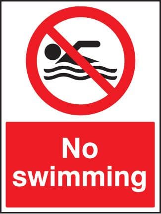 13626E No swimming Rigid Plastic (200x150mm) Safety Sign