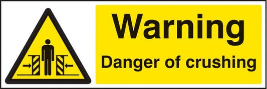 13666M Warning Danger of crushing Rigid Plastic (600x200mm) Safety Sign