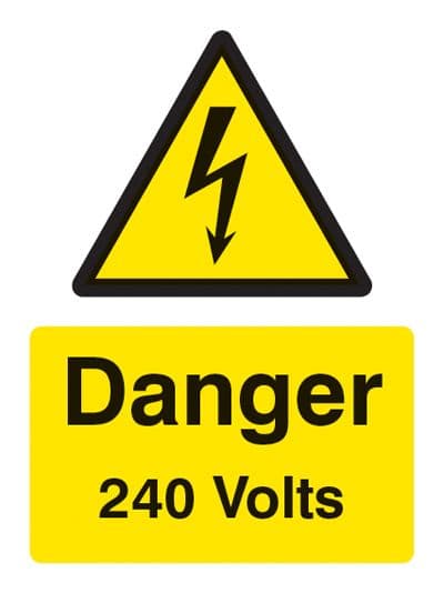 14001E Danger 240 volts Rigid Plastic (200x150mm) Safety Sign