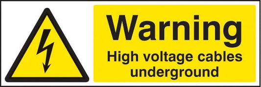 14008G Warning high voltage cables underground Rigid Plastic (300x100mm) Safety Sign