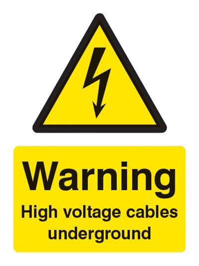 14008K Warning High voltage cables underground Rigid Plastic (400x300mm) Safety Sign