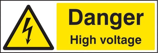 14009M Danger high voltage Rigid Plastic (600x200mm) Safety Sign