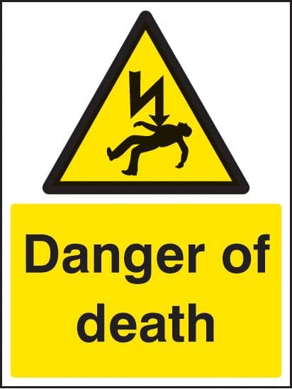 14013K Danger of death Rigid Plastic (400x300mm) Safety Sign