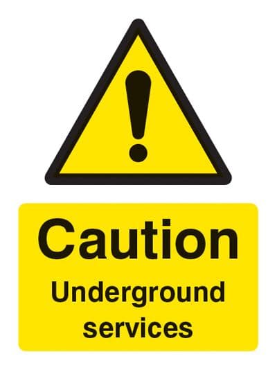 14015K Caution underground services Rigid Plastic (400x300mm) Safety Sign
