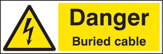 14020G Danger buried cable Rigid Plastic (300x100mm) Safety Sign