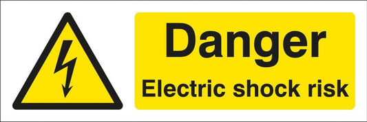 14029G Danger electric shock risk Rigid Plastic (300x100mm) Safety Sign