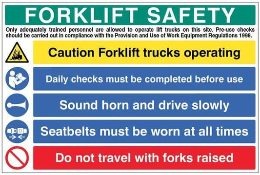14066W Forklift Safety Multi Message Board Safety Sign
