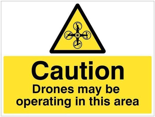 14067Q Caution Drones may be operating in this area Safety Sign