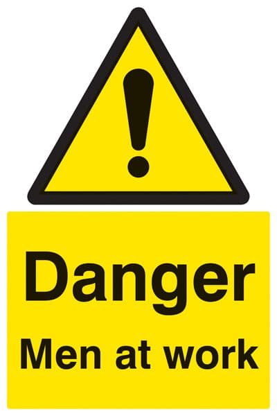 14201P Danger men at work Rigid Plastic (600x400mm) Safety Sign