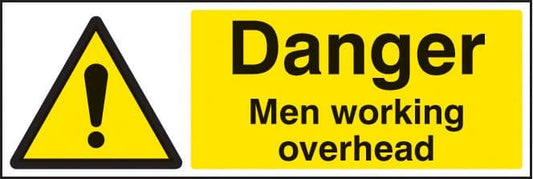 14202M Danger men working overhead Rigid Plastic (600x200mm) Safety Sign