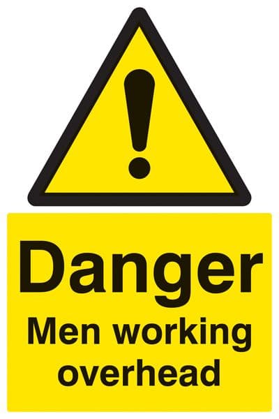 14202P Danger men working overhead Rigid Plastic (600x400mm) Safety Sign