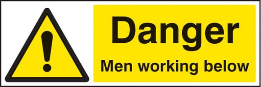 14203G Danger men working below Rigid Plastic (300x100mm) Safety Sign