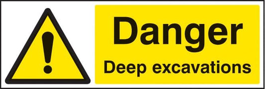 14204M Danger deep excavations Rigid Plastic (600x200mm) Safety Sign