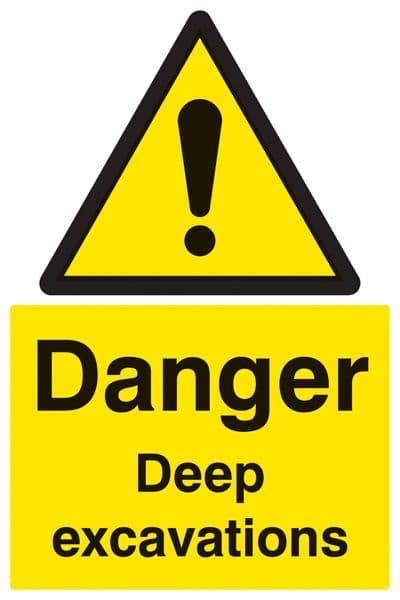 14204P Danger deep excavations Rigid Plastic (600x400mm) Safety Sign
