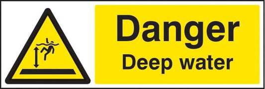14207M Danger deep water Rigid Plastic (600x200mm) Safety Sign