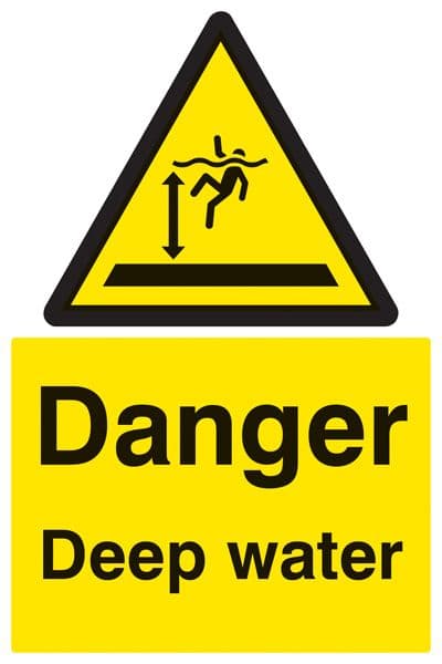 14207P Danger deep water Rigid Plastic (600x400mm) Safety Sign