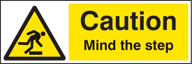 14209M Caution mind the step Rigid Plastic (600x200mm) Safety Sign