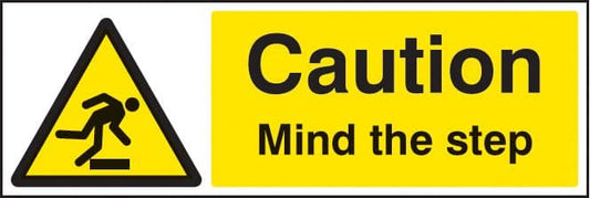 14209M Caution mind the step Rigid Plastic (600x200mm) Safety Sign