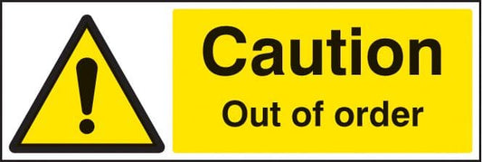 14210G Caution out of order Rigid Plastic (300x100mm) Safety Sign
