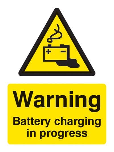 14211E Warning battery charging in progress Rigid Plastic (200x150mm) Safety Sign