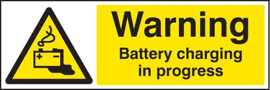 14211G Warning battery charging in progress Rigid Plastic (300x100mm) Safety Sign