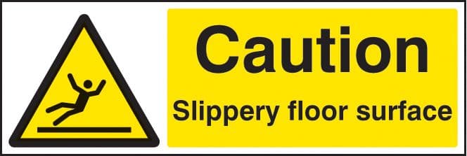 14213M Caution slippery floor surface Rigid Plastic (600x200mm) Safety Sign