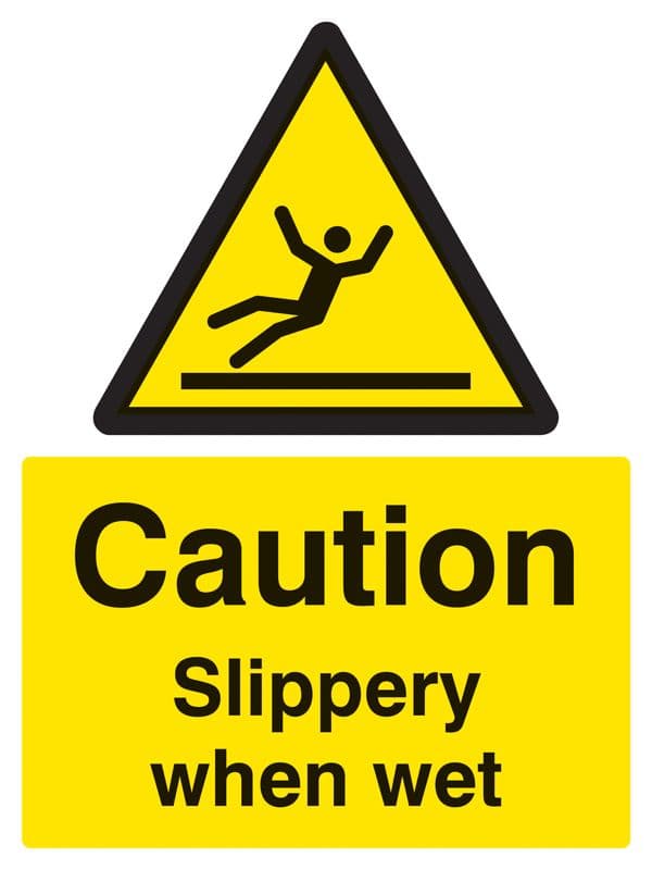14229E Caution Slippery when wet Rigid Plastic (200x150mm) Safety Sign