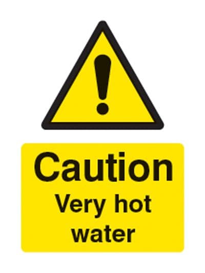 14236A Caution very hot water Rigid Plastic (100x75mm) Safety Sign