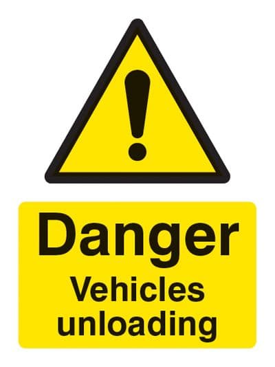 14244K Danger vehicles unloading Rigid Plastic (400x300mm) Safety Sign