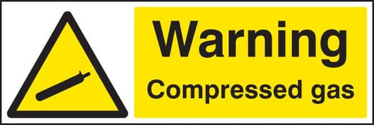 14248G Warning compressed gas Rigid Plastic (300x100mm) Safety Sign