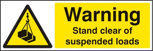 14250M Warning stand clear of suspended loads Rigid Plastic (600x200mm) Safety Sign