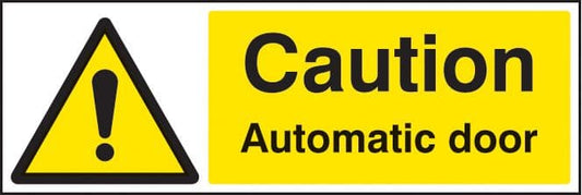 14255G Caution automatic door Rigid Plastic (300x100mm) Safety Sign