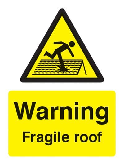 14261E Warning fragile roof Rigid Plastic (200x150mm) Safety Sign