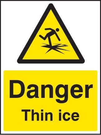 14275E Danger thin ice Rigid Plastic (200x150mm) Safety Sign