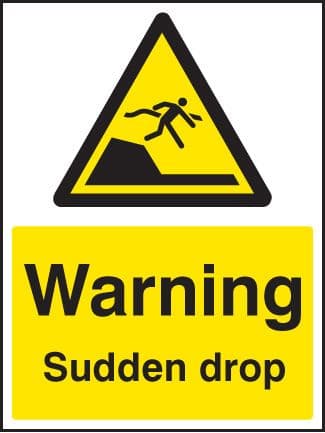 14280K Warning sudden drop Rigid Plastic (400x300mm) Safety Sign