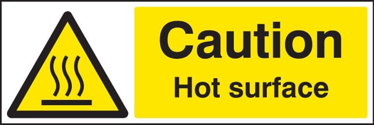 14285M Caution hot surface Rigid Plastic (600x200mm) Safety Sign