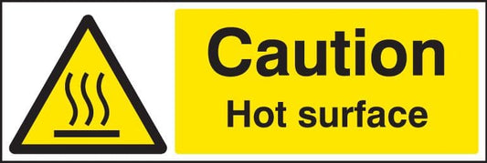 14285M Caution hot surface Rigid Plastic (600x200mm) Safety Sign