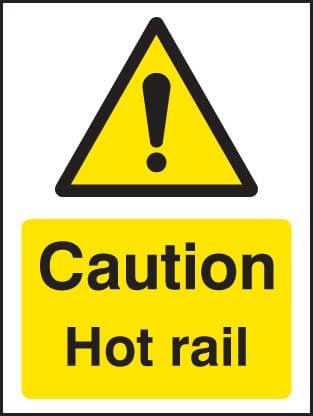 14286A Caution hot rail Rigid Plastic (100x75mm) Safety Sign