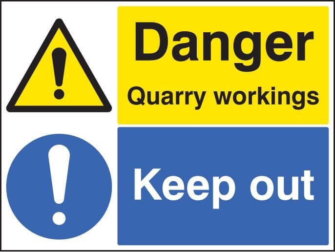14292Q Danger quarry workings keep out Rigid Plastic (600x450mm) Safety Sign