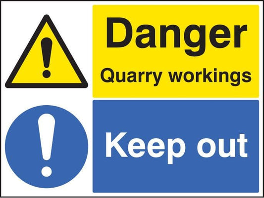 14292Q Danger quarry workings keep out Rigid Plastic (600x450mm) Safety Sign