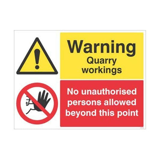 14313Q Warning Quarry workings, no unathorised persons sign - Rigid Plastic (600x450mm)