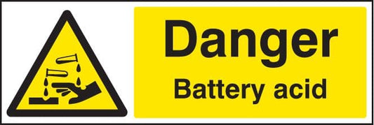 14407G Danger battery acid Rigid Plastic (300x100mm) Safety Sign