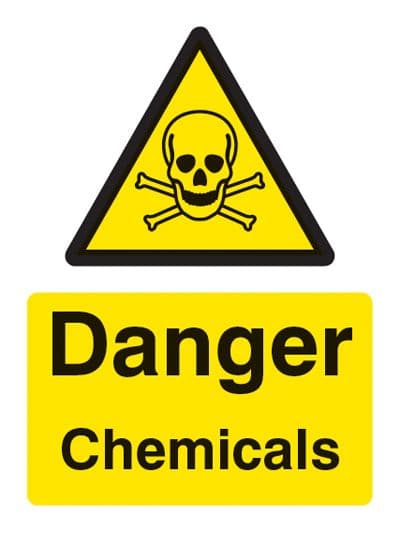 14408K Danger chemicals Rigid Plastic (400x300mm) Safety Sign