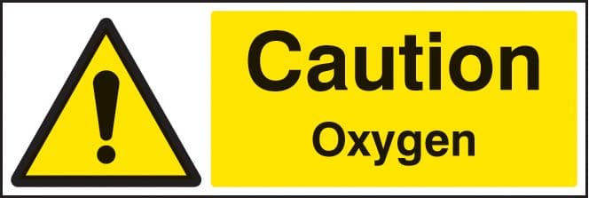 14410M Caution oxygen Rigid Plastic (600x200mm) Safety Sign