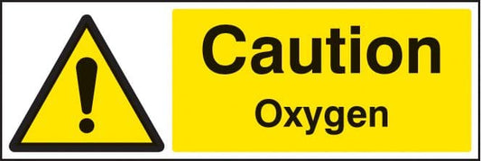 14410M Caution oxygen Rigid Plastic (600x200mm) Safety Sign